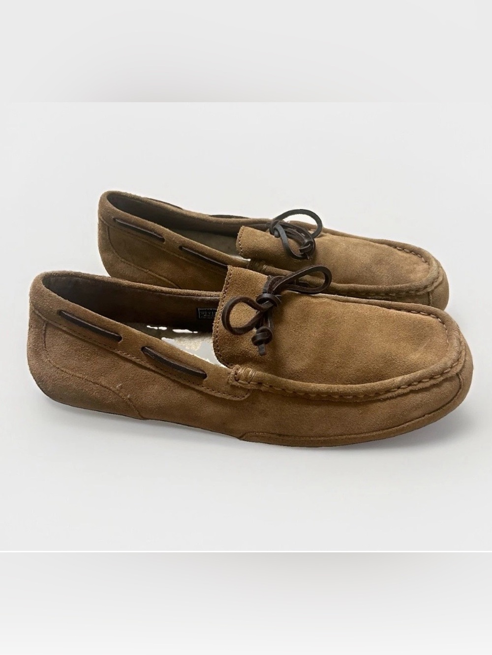 UGG Moccasin Slippers Men’s 10 Chester Chestnut Suede Sheepskin Warm Comfort
